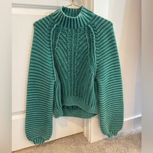 Free People Sweetheart Chunky Cable Knit Mock Neck Sweater